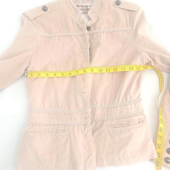 Twenty Twenty Cream Military Style Cotton Button Down Size Small Blazer - Picture 6 of 11